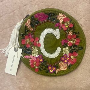 Anthropologie Green “C” Initial small bag